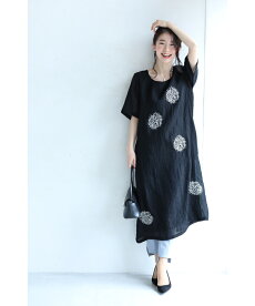 【再入荷♪9月21日12時&22時より】「pave」アートなドット刺繍の軽やかワンピース