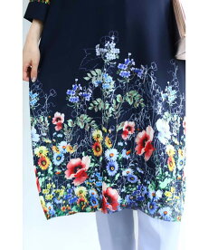 ▼▼(S~L対応)(ネイビー)「FRENCHPAVE」(紺)香り立つような花々。フラワーガーデンミディアムワンピース7月11日20時販売新作