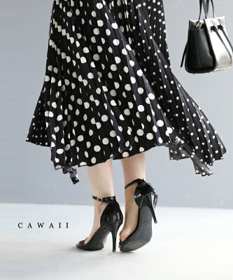【再入荷♪3/19 20時】(S~3L対応)大人が穿けるドットスカート - Image 1