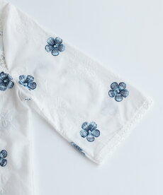 ▼▼「frenchpave」可愛いホワイトブルーの花刺繍咲くブラウストップス3月18日22時販売新作