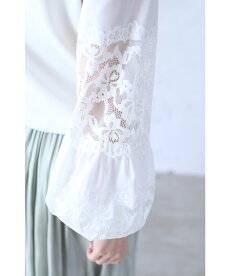 ▼▼「frenchpave」美しいフレンチレースのポワン袖トップス3月22日22時販売新作