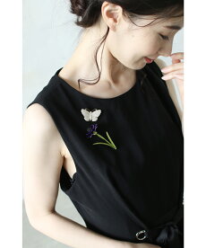 ▼▼「frenchpave」1輪の花と舞う蝶のエレガントブローチ4月11日22時販売新作