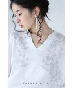 【大特価:アウトレット:返品・交換不可】「frenchpave」刺繍で描いたお花のコットンリネンブラウストップス