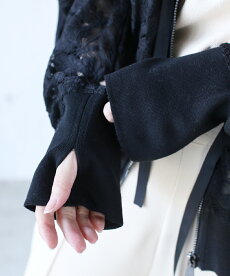 ▼▼「frenchpave」シアーな美しさを普段着にも。ブラックレースブルゾン羽織り4月16日22時販売新作