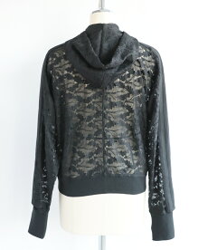 ▼▼「frenchpave」シアーな美しさを普段着にも。ブラックレースブルゾン羽織り4月16日22時販売新作