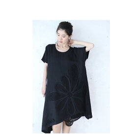 ▼▼「frenchpave」アシンメトリーな裾に咲いたレース花ワンピース4月15日22時販売新作