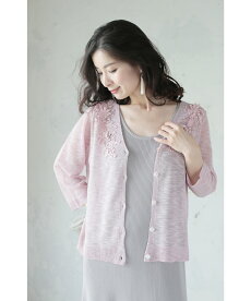 ▼▼(ピンク)「frenchpave」デコルテに咲き浮く花のVネックカーディガン羽織り6月3日22時販売新作