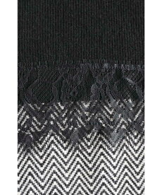 ▼▼(M~3L対応)「frenchpave」レースを添えたバイカラーのスクエアシルエットニットトップス9月15日22時販売新作