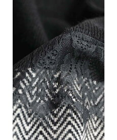 ▼▼(M~3L対応)「frenchpave」レースを添えたバイカラーのスクエアシルエットニットトップス9月15日22時販売新作