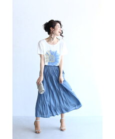 ▼▼(S〜L対応)「FRENCHPAVE」咲き浮かぶ1輪の花Tシャツトップス