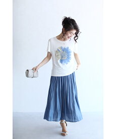 ▼▼(S〜L対応)「FRENCHPAVE」咲き浮かぶ1輪の花Tシャツトップス