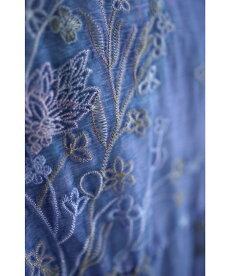 (S~L対応)「FRENCHPAVE」透明感ある青。フード付き刺繍ミディアムワンピース5月22日22時販売新作