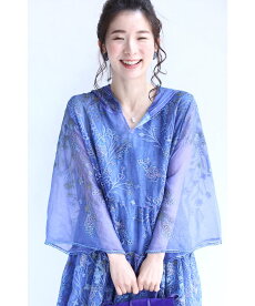 (S~L対応)「FRENCHPAVE」透明感ある青。フード付き刺繍ミディアムワンピース5月22日22時販売新作