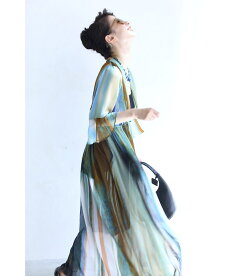 ▼▼(M対応)「FRENCHPAVE」ふわりと軽やかなシアー感。アーティスティックロングワンピース7月1日20時販売新作