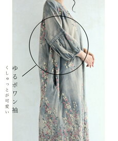 (予約販売:8月5日〜9月5日前後の出荷予定)【先行予約販売7月22日18:00から7月24日23:59まで】(S~L対応)「FRENCHPAVE」梅の花。デニム刺繍ワンピース
