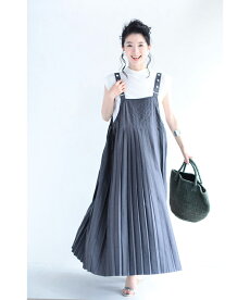 ▼▼☆☆(S~L対応)「FRENCHPAVE」長さ調節可能。プリーツ流れるサスペンダーロングワンピース8月6日20時販売新作