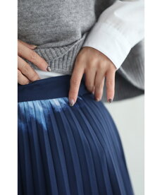 ☆☆(M~L対応)(紺)絞り染め風プリーツロングスカート