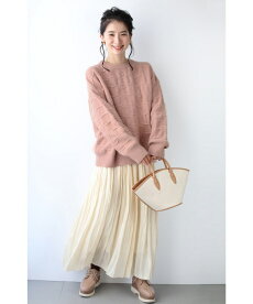 (S~3L対応)なみなみ立体刺繍のペールカラーニットトップス