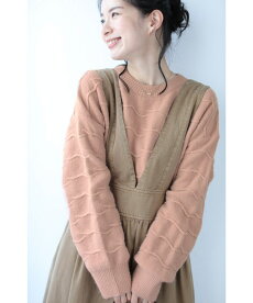(S~3L対応)なみなみ立体刺繍のペールカラーニットトップス