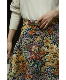 ▼▼クラシカルな花世界を纏うジャガード織りロングスカート