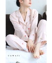 【再入荷♪7/21 20時】(S~L対応)ほっこり可愛い花刺繍のとろみ生地パジャマセット【set】