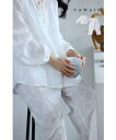【再入荷♪7/21 20時】(M~L対応)花刺繍が浮かぶコットンパジャマセット【set】
