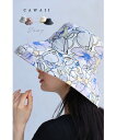 【再入荷♪7/20 20時】(ストラップ付き)シンプルにも花柄にも。表裏使える2wayつば広ハット