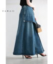 【再入荷♪3/29 20時】(M~L対応)アシンメトリーデザインのデニムロングスカート