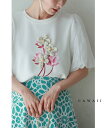 (S~L対応)チュールパフスリーブの立体ブーケTシャツトップス