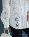 (S~3L対応)流れゆく花レースのシャツトップス