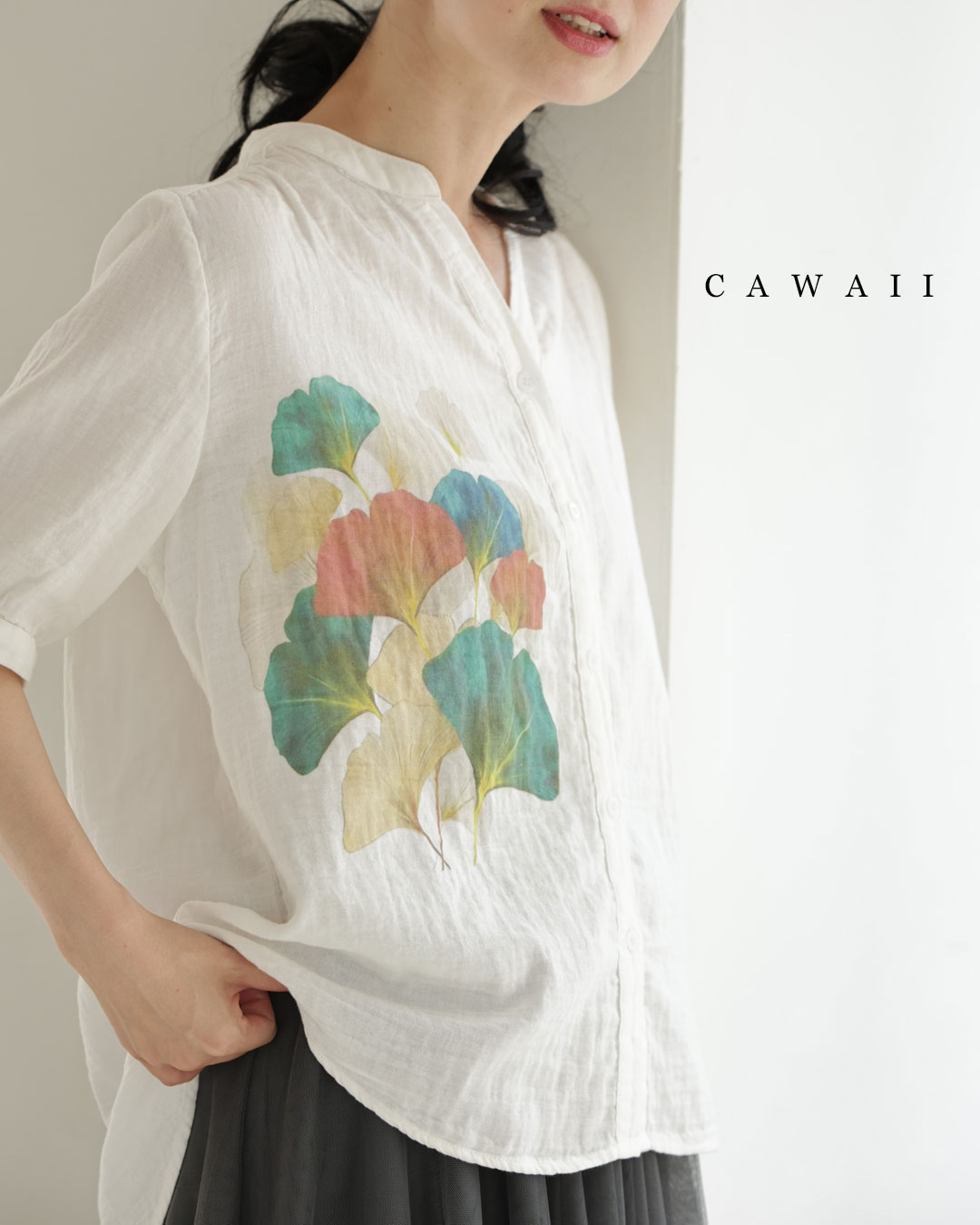 乐天商城 - 【再入荷♪5/14 20時】（S~L対応）色づくイチョウの着心地柔らかなシャツトップス