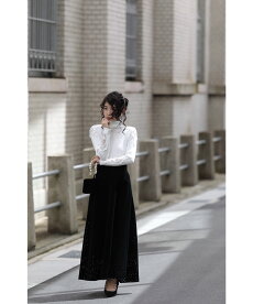 S〜L/2L〜3L(ホワイト)「FRENCHPAVEオリジナル」肩レースニット肩と袖の透けレース。タートルネックカットソートップスS/M/L/2L/3L11月12日22時販売新作