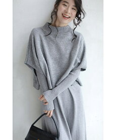▼▼(S~M対応)(グレー)「FRENCHPAVE」上半身の体型カバー2点セットトップスワンピース11月30日22時販売新作