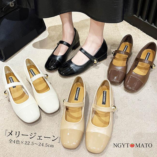 パンプス太めヒールメリージェーンシ...