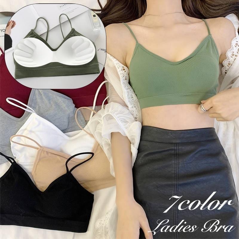 ノンワイヤーブラ ブラジャー レディース 女性 インナー 下着 肌着 パッド付き ホックなし かぶり リブ シンプル カジュアル 可愛い お洒落 普段