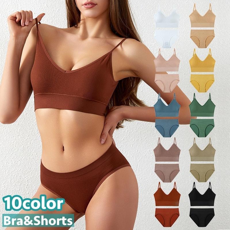 ブラジャー ショーツ 2点セット レディース 女性 インナー 下着 スポーツブラ 3/4カップ ノンワイヤー ..