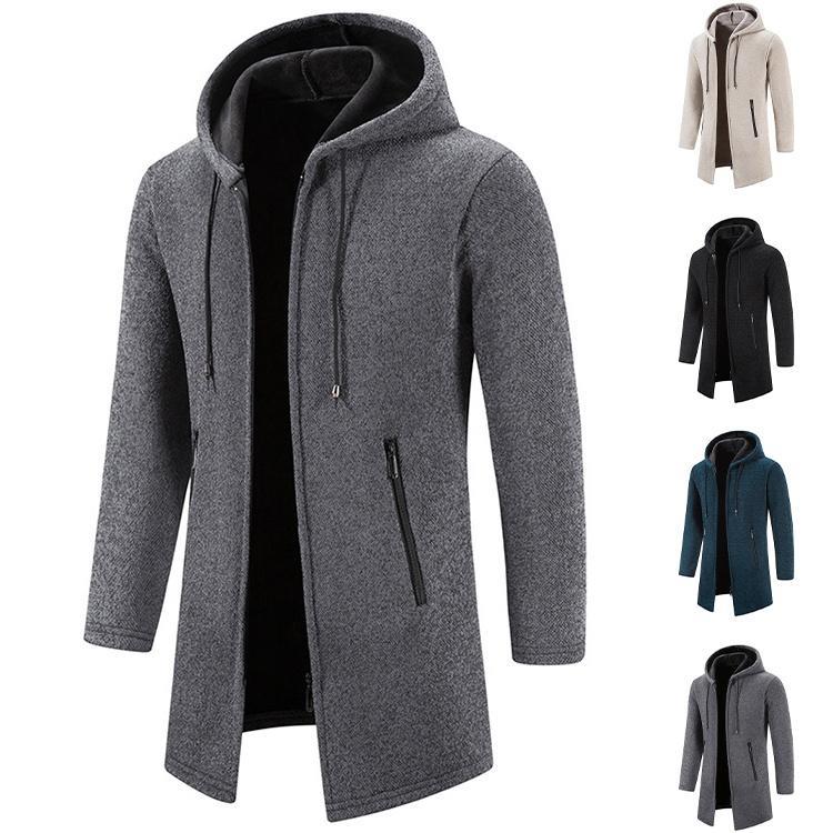 カーディガン ニットセーター メンズ パーカー ロング 防寒 ジャケット 厚手 フード付き アウター 秋物..