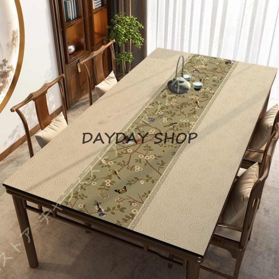 PUレザー 長方形 テーブルクロス テーブルマット テーブルクロス デスクマット 防水 耐久 汚れ防止 中国風 テーブルクロス ビニール テーブル 食卓カバー
