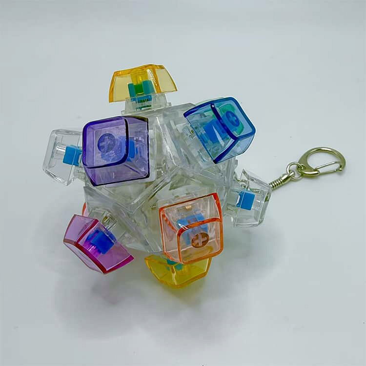 メカニカルキーボード キラキラ 光る キーホルダー カラフル キーホルダー 【2個セット】 12キー 発光 LEDキーボード ガジェット おもちゃ ストレス解消 癒しグッズ フィジェットトイ バッグチャーム おしゃれ oneprice005-10005940 ワンプライス サンプル画像2