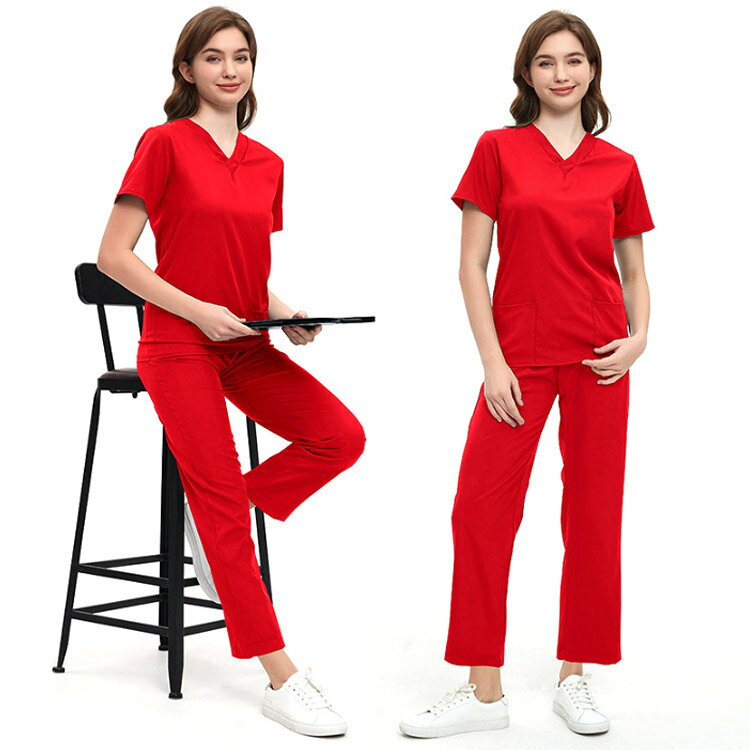 白衣 スクラブ レディース ユニフォーム 上下セット 作業服 パンツ 女性用 医療白...