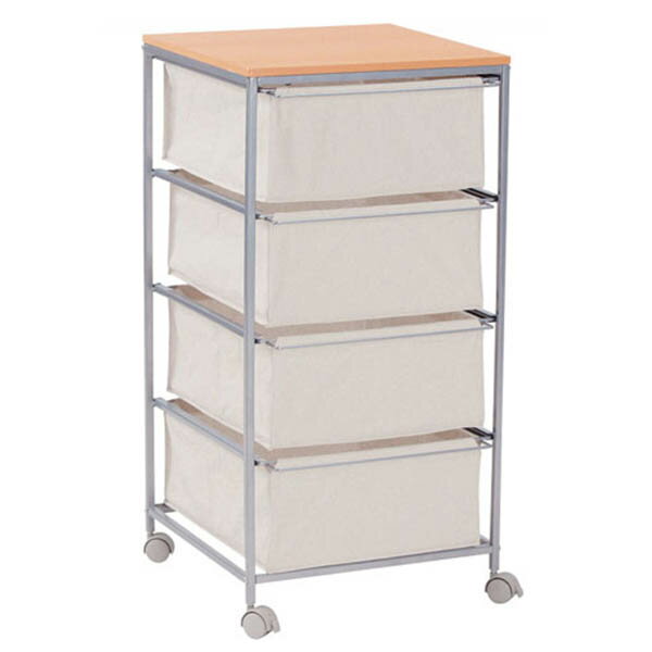 キャンバスチェスト チェスト ワゴン 収納 キャンパス 布 キャスター付き 4段チェスト 収納棚 移動可能..