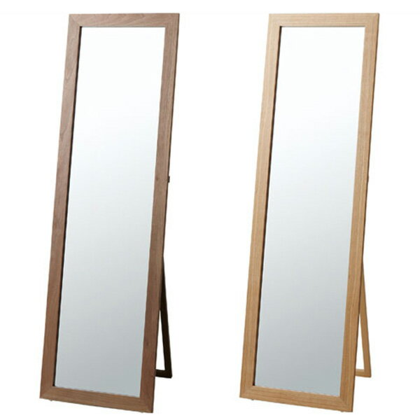 ミラー 幅45cm 45cm 高さ147cm (BR/NA) ブラウン ナチュラル 茶色 ウォールナット 角型 家具 ホテル イ..