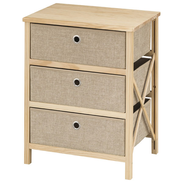 3段 チェスト リビングチェスト サイドチェスト 簡易引出し収納 こども部屋や脱衣所のランドリーチェスト、リビング収納にも◎ ナチュラル/北欧/シンプル/ベーシック サニタリーチェスト