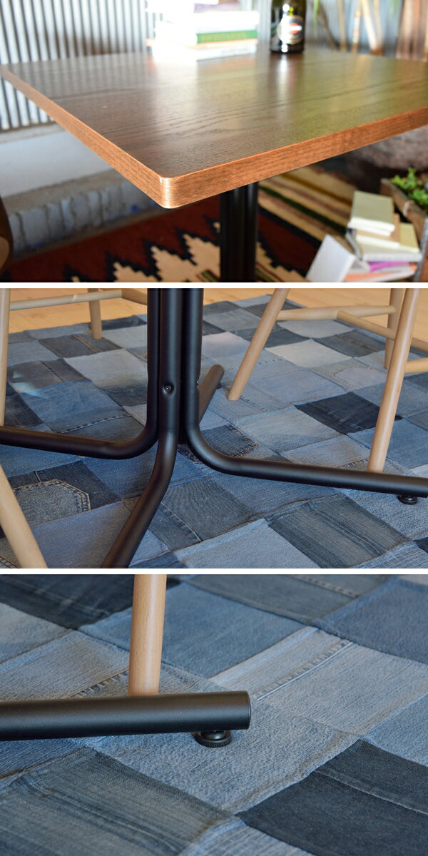 75 カフェテーブル BR/NA 正方形 角型 ダイニングテーブル テーブル ナチュラル ブラウン 木製×スチール脚がおしゃれ アジャスター付 75×75cm 高さ67cm 北欧/ナチュラル/シンプル/カフェ風/ブルッ [2]