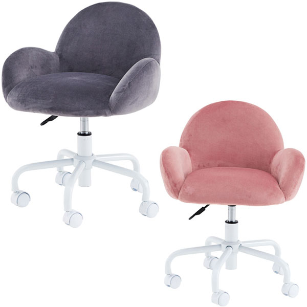 デスクチェア ピンク/グレー チェアー 便利な昇降・360度回転 キャスター付 オフィスチェア 幅54cm 奥..