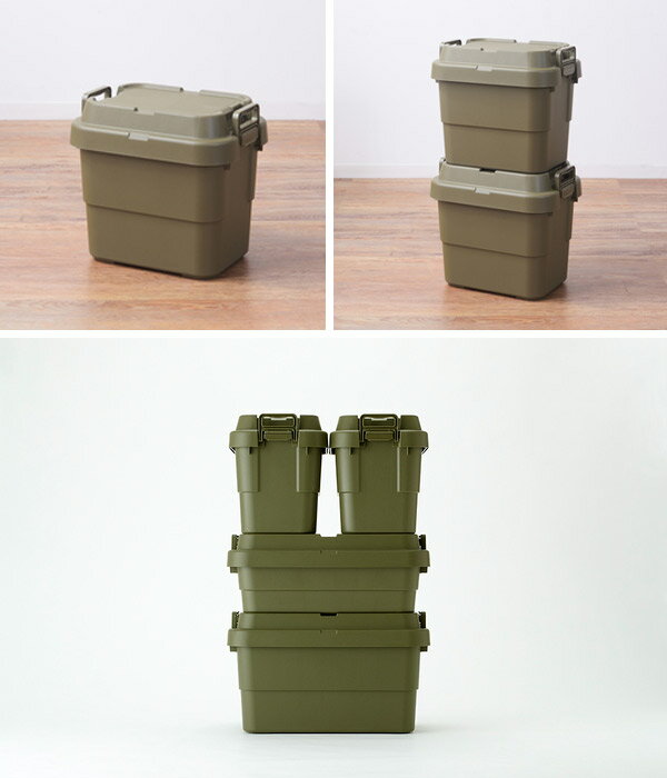 収納ボックス 20L カーキ/グレー/ブラック 収納ケース コンテナ コンテナボックス 積重ね可能 アウトドア/キャンプ/収納/おもちゃ箱 シンプル/アーミー/男前/モダン おしゃれ クローゼット 玄関 幅39.2cm 奥行29.4cm 高さ35.7cm [3]