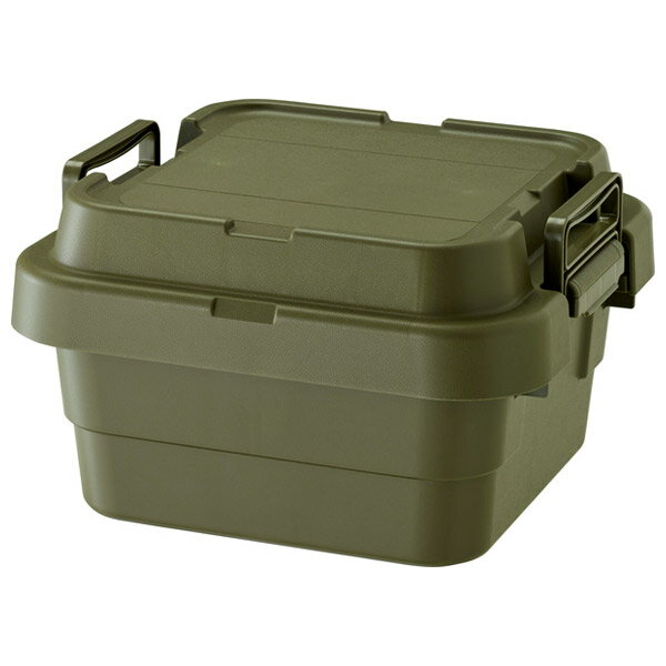 収納ボックス 18L・浅 カーキ/グレー/ブラック 収納ケース コンテナ ボックス 積み重ね アウトドア/キャンプ/収納/おもちゃ箱 シンプル/アーミー/男前/モダン/ベーシック おしゃれ クローゼット 玄関 幅40cm [2]
