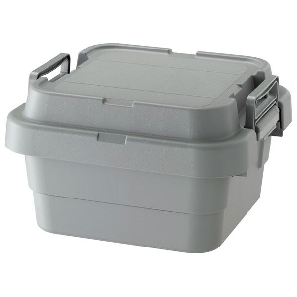 収納ボックス 18L・浅 カーキ/グレー/ブラック 収納ケース コンテナ ボックス 積み重ね アウトドア/キャンプ/収納/おもちゃ箱 シンプル/アーミー/男前/モダン/ベーシック おしゃれ クローゼット 玄関 幅40cm [3]