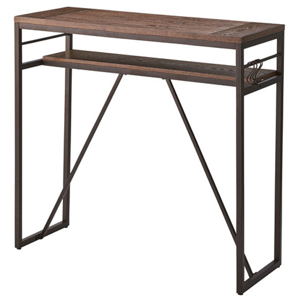 105 カウンターテーブル 棚付 ハイテーブル 天然木 アッシュ材角型 男前/ブルックリン/レトロ/ミッドセ..