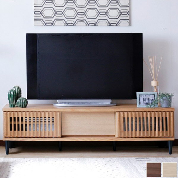 乐天商城 - 150 テレビボード ナチュラル/ウォールナット テレビ台 ローボード フルオープンレール 天然木 シンプル/モダン/北欧/ナチュラル/和モダン/和風 おしゃれ テレビラック 幅150cm 奥行40cm 高さ40cm